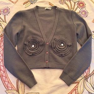 Vintage Sonia Rykiel Gray Wool Cropped Cardigan